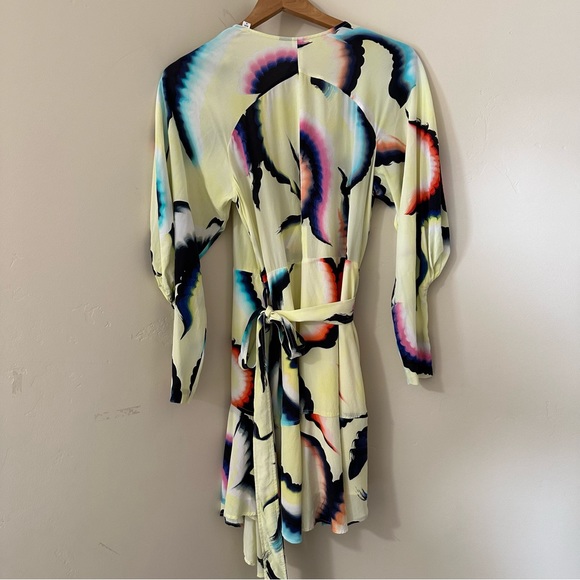 A.L.C. Enzo Printed Flounce Wrap Mini Dress Silk 6 - Picture 11 of 12